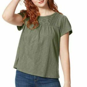 Ella Moss Eyelet Knit Top, Olive